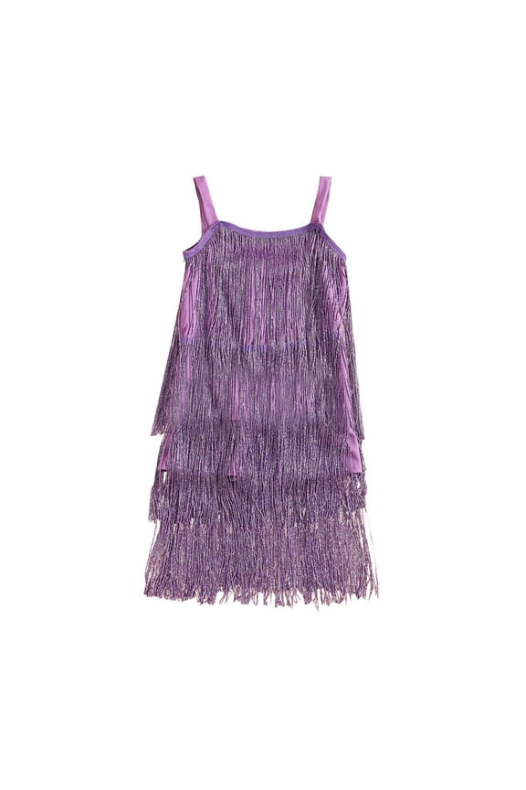 Girls Dress Girls Flapper Dress Sequins Fringe Latin Dance Dress Tassel Tango Dress Beach Party Dress