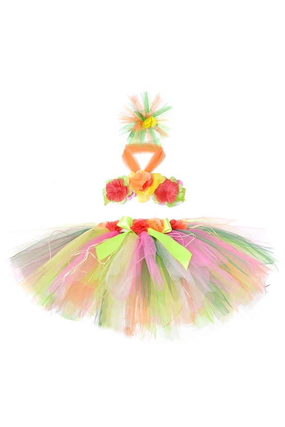 Girls Dress Girls Tropical Luau Party Dress With Skirt For Beach Bonfire Dance Performance And Theme Celebration 3-4 Years