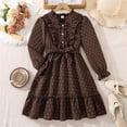 thumbnail image 1 of Vividxx Girls Dress Long Sleeve Ruffle Collar Dress With Removable Belt Fashion Dress For Kids 9-10 Years, 1 of 9