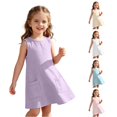thumbnail image 1 of Vividxx Girls Dress Sleeveless Solid Color Dresses For Toddler Lightweight Cozy For Warm Weather 18-24 Months, 1 of 4