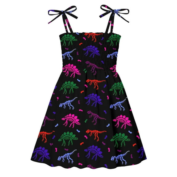 Vividxx Girls Dress Toddler Girls Sleeveless Dinosaur Prints Dress Dance Party Dresses Clothes Vacation Sundress Lovely Girl Clothes