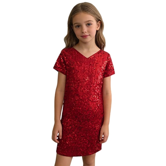 Vividxx Girls Dresses And Shine Girls Performance Dress Stage Short Sleeve Party Tutu Outfit For Kids Toddler Dance Recital One Size