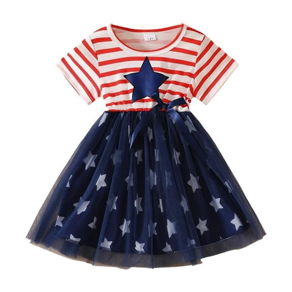 Vividxx Girls Dresses Casual Summer Striped Red Tutu Dress With And Bow For Infants 1-6 Years Comfortable Elastic Play Outfits Sets O-Neck Holiday Dailywear