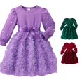 thumbnail image 1 of Vividxx Girls Dresses Flower Long Sleeve Dress Elegant Party Fall Dress for Toddler and Kids Daily Wear 4-5 Years, 1 of 9