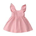 thumbnail image 1 of Vividxx Girls Dresses Flutter Sleeve Casual Summer Dress For Toddler Age 2-6 Elastic Waist Comfortable Play Outfits Sets With Sandals For Daily Wear Solid Color Boho Dailywear, 1 of 9