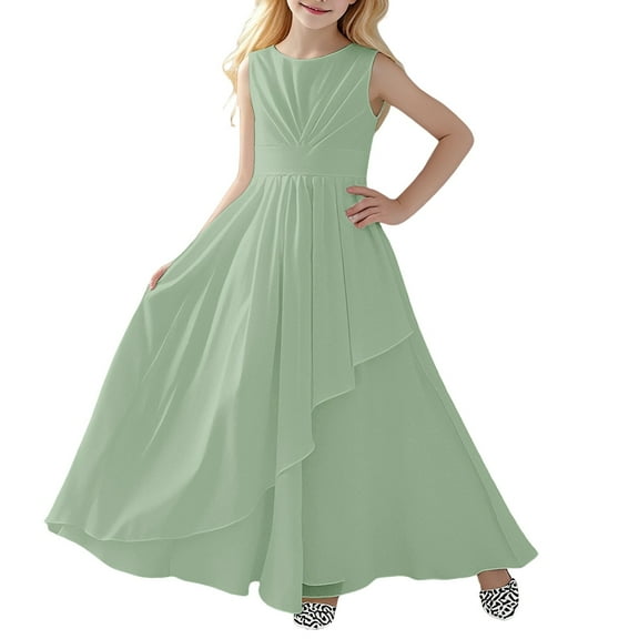 Vividxx Girls Dresses For Elegant Sleeveless Crew Neck Party Dress For Kids For Performances Weddings And Outdoor Events 150