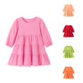 thumbnail image 1 of Vividxx Girls Dresses Long Sleeve Fall Dress Ruffle A-Line Cute Casual Dress Solid Color Daily Wear Party 7-8 Years, 1 of 5