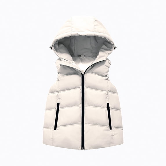 Vividxx Girls Jacket Girls Winter Warm Vest Jacket Short Style Hooded Zip Up Outerwear For Toddlers And Kids Cozy Padded Insulation 7-8 Years
