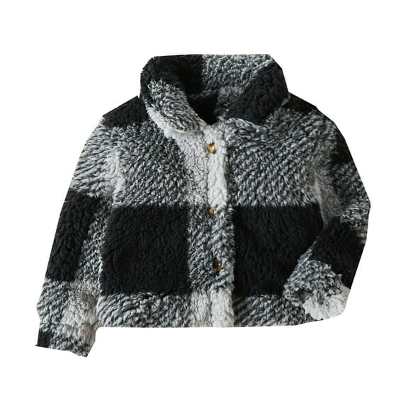 Vividxx Girls Jacket Girls Winter Long Sleeve Warm Plaid Coat Jacket Fall Clothes Fashion Party Outerwear Jackets Tops 9-12 Months