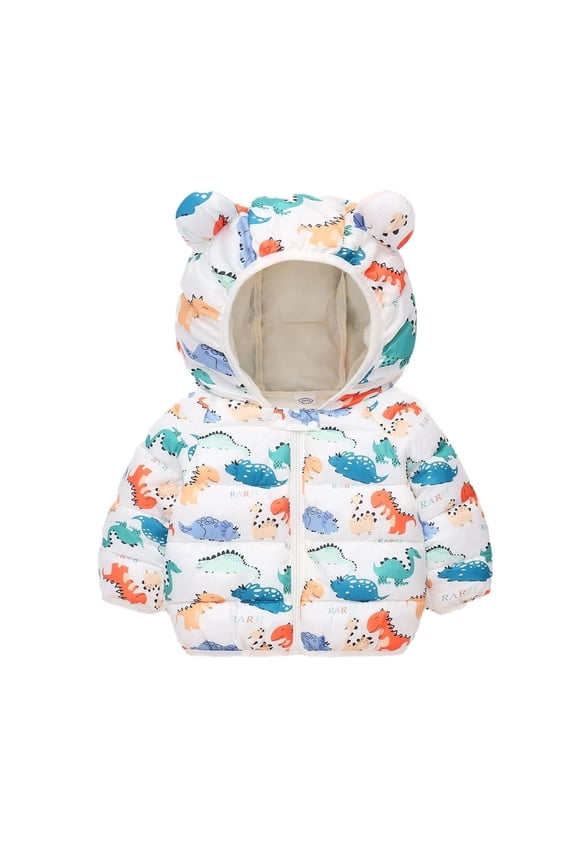 Girls Jacket Toddler Kids Baby Boys Girls Long Sleeve Cartoon Dinosaur Bunny Winter Warm Outwear Jacket Coat Ears Outerwear Fall Outerwear Jackets 12-18 Months