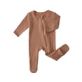 thumbnail image 1 of Vividxx Girls Long Sleeved Onesie With Soft Fabric And Foot Covers Baby Solid Color Play Suit For Newborn 12 Months O-Neck Soft Jumpsuits, 1 of 4