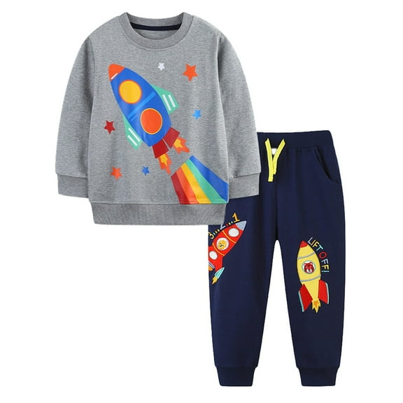 Vividxx Girls Outfits Sets 2PCS Casual Round Neck Printed Tops And Pants Playwear For Toddler Age 2-7 Years Comfortable Everyday Wear Cozy Dailywear