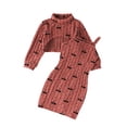 thumbnail image 1 of Vividxx Girls Outfits Sets Casual Winter Warm Cherry Print High Neck Long Sleeve Crop Tops With Strappy Dress Toddler Clothes For Years Birthday Dailywear, 1 of 9