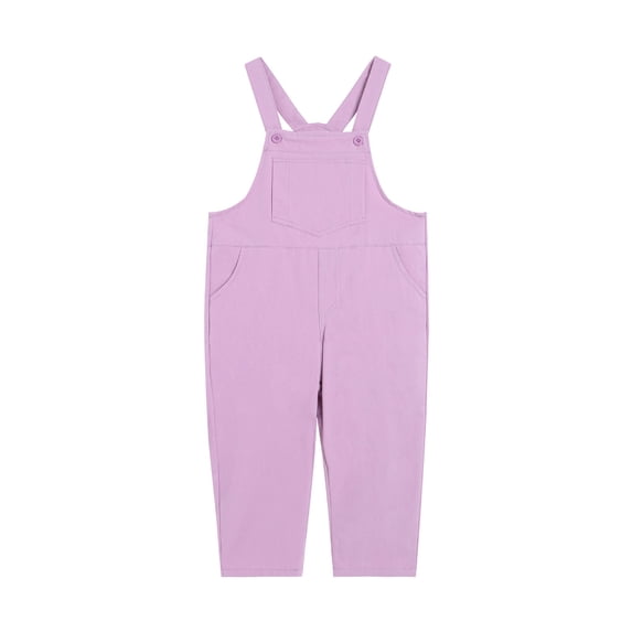Vividxx Girls Overalls Sleeveless Adjustable Jumpsuits Kids Casual Loose Romper Cute Long Jumpsuits With Pockets Solid Color O-Neck Fashionable Onesie