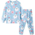 thumbnail image 1 of Vividxx Girls Pajama Sets Girls Boys Halloween Cartoon Print Pajama Set Kids Sleepwear Outfit Soft Comfortable 2 Piece Childrens For Daily Wear Holiday Party 5-6, 1 of 3