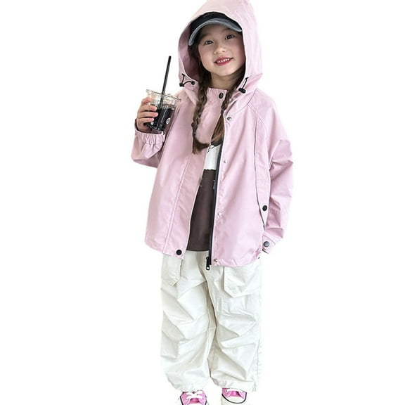 Vividxx Girls Rain Jacket Kids Outdoor Windbreaker Jacket Lightweight Breathable Loose Fit Casual Windproof Raincoat For Boys Girls 18-24 Months