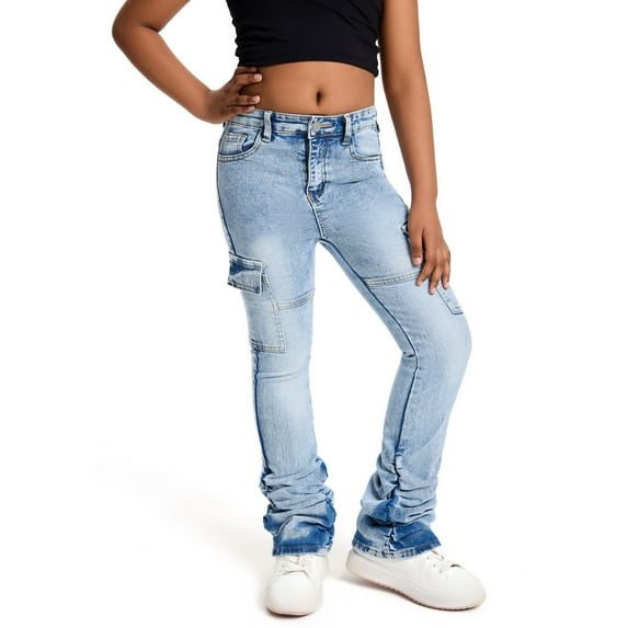 Vividxx Girls Stretch Flare Cargo Pants Fashion Snow Washed Tapered Joggers For Teen Girls Casual Comfortable Everyday Wear Years Solid Color Toddler Cozy Sweatpants