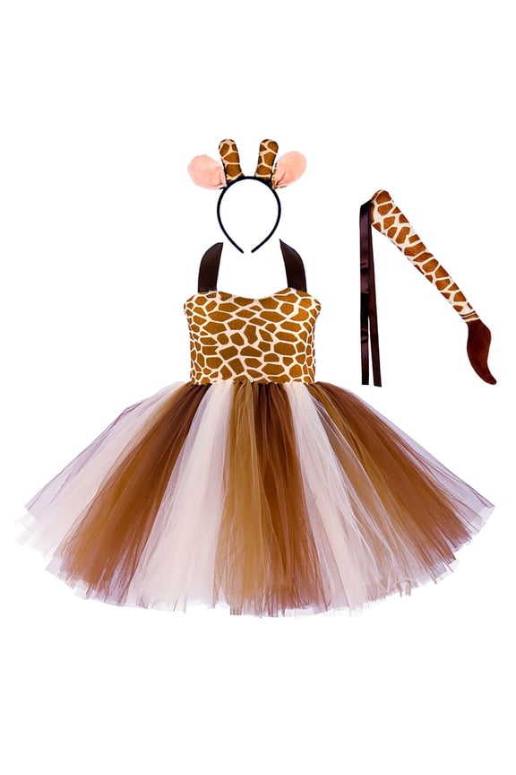 Girls Summer Dress Girl Leopard Print Performance Animal Party Tutu Dress Classic Vacation