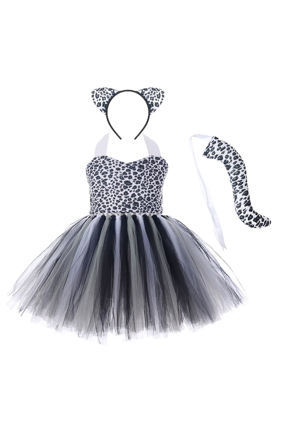 Girls Summer Dress Girl Leopard Print Performance Animal Party Tutu Dress Classic Vacation