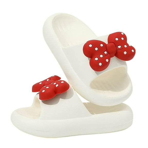 Vividxx Girls Summer Slippers Indoor Outdoor Comfortable Shoes For Toddler Kids With Bowknot Print Ages 2-12 Trendy Footwear
