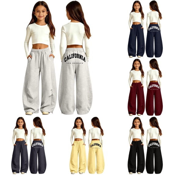 Vividxx Girls Sweatpants Casual Fashion Letter Printed Sweatpants For Daily Wear Soft Stretchy Toddler Kids Classic 14-15 Years
