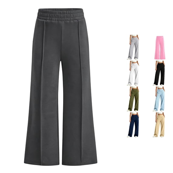 Vividxx Girls Sweatpants Uniformss Baggy Wide Leg Sweatpants Elastic Waist Joggers Pants Preppy Clothes For Kids Comfy Trousers 15-16 Years