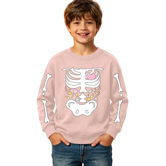 Vividxx Halloween Sweatshirts for Boys Skeleton Print Sweatshirt Kids Cute Long Sleeve Crewneck Pullover Casual Tops Fall Clothes 11-12 Years