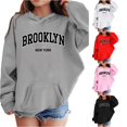 thumbnail image 1 of Vividxx Hoodies For Girls Casual Letter Print Long Sleeve Hoodies Cute Oversized Pocket Hooded Sweatshirt Fashion Clothes 8-9 Years, 1 of 5
