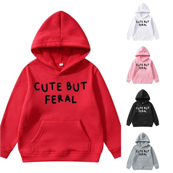 Vividxx Hoodies For Girls Fashion Letter Print Hooded Sweatshirt With Pocket Children's Winter Casual Pullover Trendy Fashion 11-12 Years