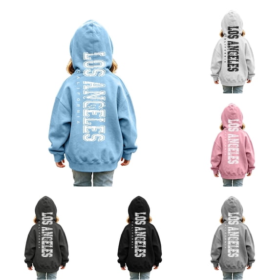 Vividxx Hoodies For Girls Kids Letter Print Long Sleeve Pullover Casual Hooded Sweatshirts Soft Outerwear Streetwear 3-4 Years