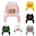 thumbnail image 1 of Vividxx Hoodies For Girls Kids Letter Print Striped Long Sleeve Hooded Sweatshirts Casual Loose Pullovers Tops Trendy Fashion 10-12 Years, 1 of 4