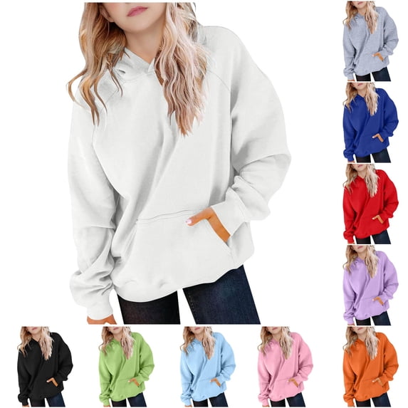 Vividxx Hoodies For Girls Long Sleeve Pullover Winter Warm Hooded Sweatshirt For Kids Casual Outerwear Soft Cozy Athletic Top Streetwear 11-12 Years