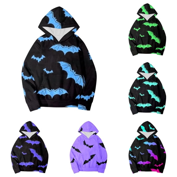 Vividxx Hoodies For Girls Toddler Halloween Cartoon Print Warm Hoodie Kids Long Sleeve Pullovers Tops Classic 8-9 Years