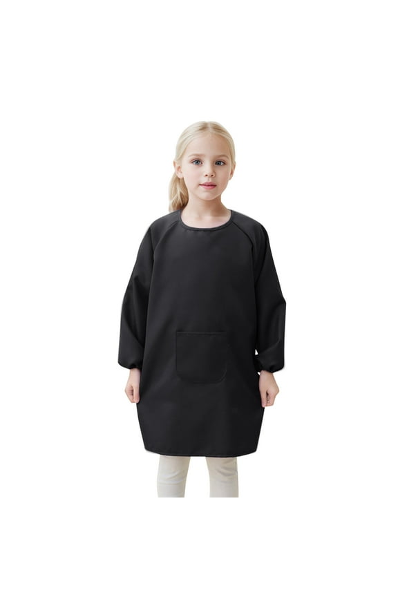 Kid Art Smock Apron With Pocket For Children Artist Painting Aprons Smocks With Long Sleeve Solid Color Toddler O-Neck Classic Outfits Sets