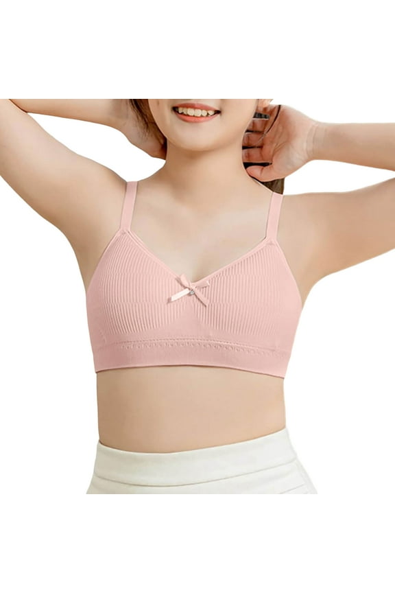 Kids Crop Tops Bra Girls Seamless Sports Bra Training Teen Bra White Camisole Lightweight Seamless Bralette Solid Color Toddler Boho Bralette