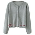 thumbnail image 1 of Vividxx Kids Fall Winter Coat Girls Cardigan Sweater Cute Bow Knit Top Long Sleeve Casual Outwear For Kids Soft Comfortable Fall Winter 7-8 Years, 1 of 3