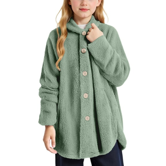 Vividxx Kids Fall Winter Coat Soft Jacket For Girls Cozy Winter Outerwear With Pockets Warm Hooded Coat For Toddler And Kids 11-12 Years