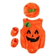 thumbnail image 1 of Vividxx Boys Jumpsuit Cute Newborn Baby Girls Boys Halloween Sleeveless Pumpkin Romper Bodysuit Hat Socks Halloween Outfits 0-3 Months, 1 of 9