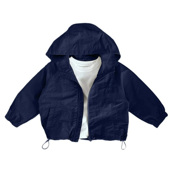 Vividxx Kids Hooded Zip Up Jacket Windbreaker Boys Girls Lightweight Outdoor Sports Coats For Toddler Children Playground Casual Wear Solid Color O-Neck Relaxed Fit Outwear