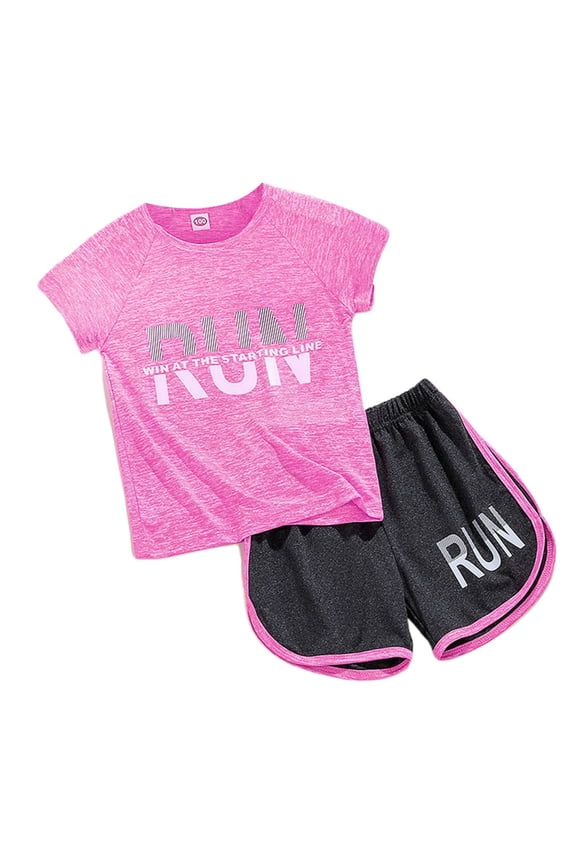 Kids Summer Activewear Sets Boys Girls Sportswear Short Sleeve T-Shirt With Shorts Running Outfits Sets Lightweight Breathable Comfort Play Clothes Solid Color Toddler Breathable Dailywear