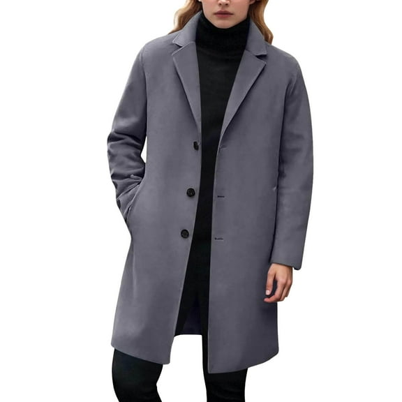 Vividxx Long Overcoat For And Casual Notched Lapel Knee Length Trench Coat Classic Warm Winter Outerwear Fashion Clothes