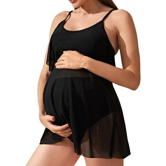 Vividxx Maternity Loose Cover Belly Pregnant Separate Swimsuit Women Beach Spaghetti Swimsuit Black Swimsuit Cozy Mother-to-be Beachwear