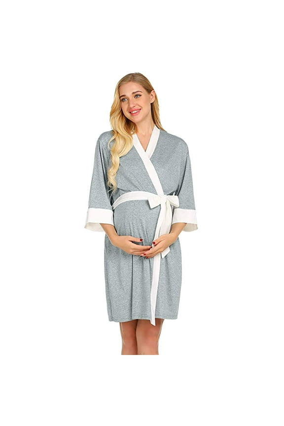 Maternity Nursing Robe Delivery Nightgowns Hospital Breastfeeding Gown Cozy Mother-to-be Clothes