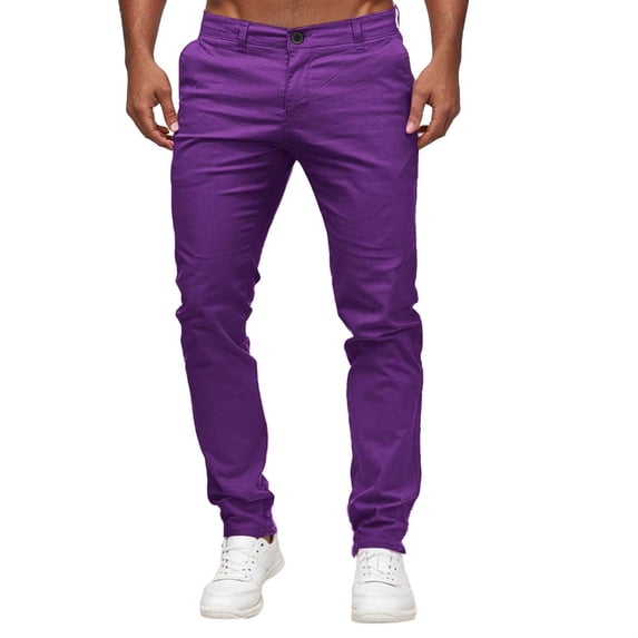 Vividxx Men's Casual Pants Slim Waist Full Trousers Male Casual Mid Pocket Length Fashion Pants Male Pants Solid Color Streetwear