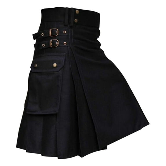 Vividxx Men's Classic Skirts Mens Fashion Casual Vintage Style Solid Color Pocket Pleated Skirt