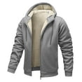 thumbnail image 1 of Vividxx Men's Jacket Solid Color Hooded Jacket With Pockets Drawstring Warm Zip Up Outerwear Coat For Casual Winter Long Sleeve, 1 of 6