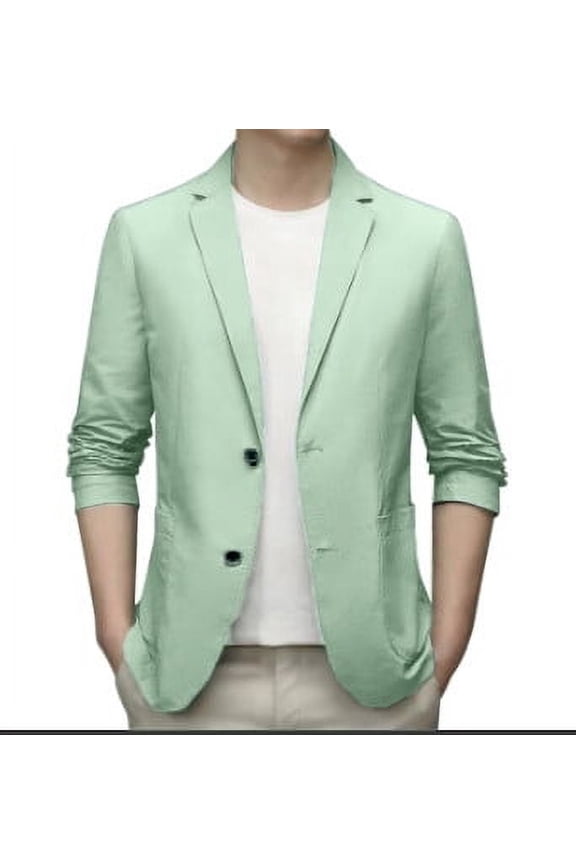Men's Jacket Spring Summer Men's Lightweight Summer Suit Jacket Casual Stretch Slim Fit Button Sport Coats Long Sleeve