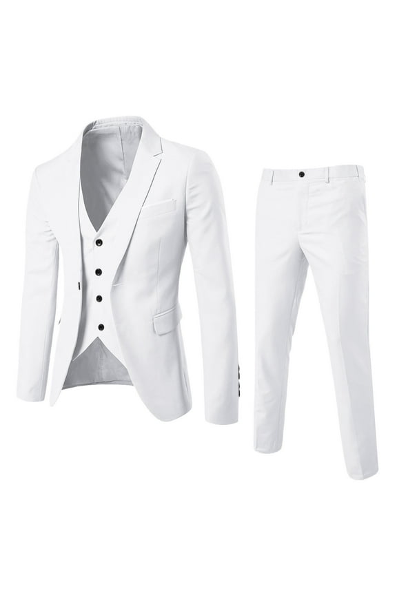 Men's Suit Slim 3 Piece Suit Business Wedding Party Jacket Vest & Pants Coat Long Sleeve