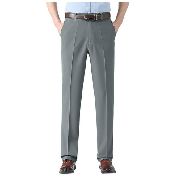 Vividxx Mens Casual Pants Male Mynx Hidden Expandable Waistband Classic Fit Front Pleated Dress Pants Solid Color Business Casual Work Male Dress Pants Classic