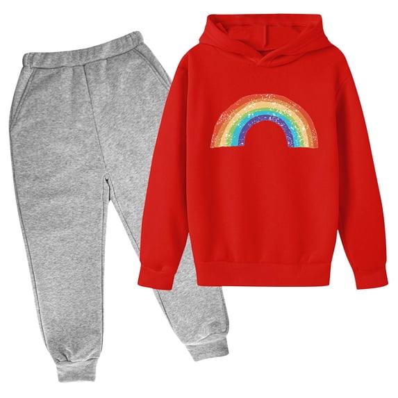 Vividxx Outfits Sets Sweatshirt Tops Hoodie Trousers Pant Sets For Teen Girls Sweatsuits 2PCS Oversized Hoodie And Sweatpants Slacks Sets Preppy Clothes Solid Color Toddler Soft Dailywear